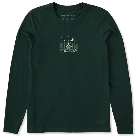 Women's Tiny Snowy Cabin Long Sleeve Crusher Tee