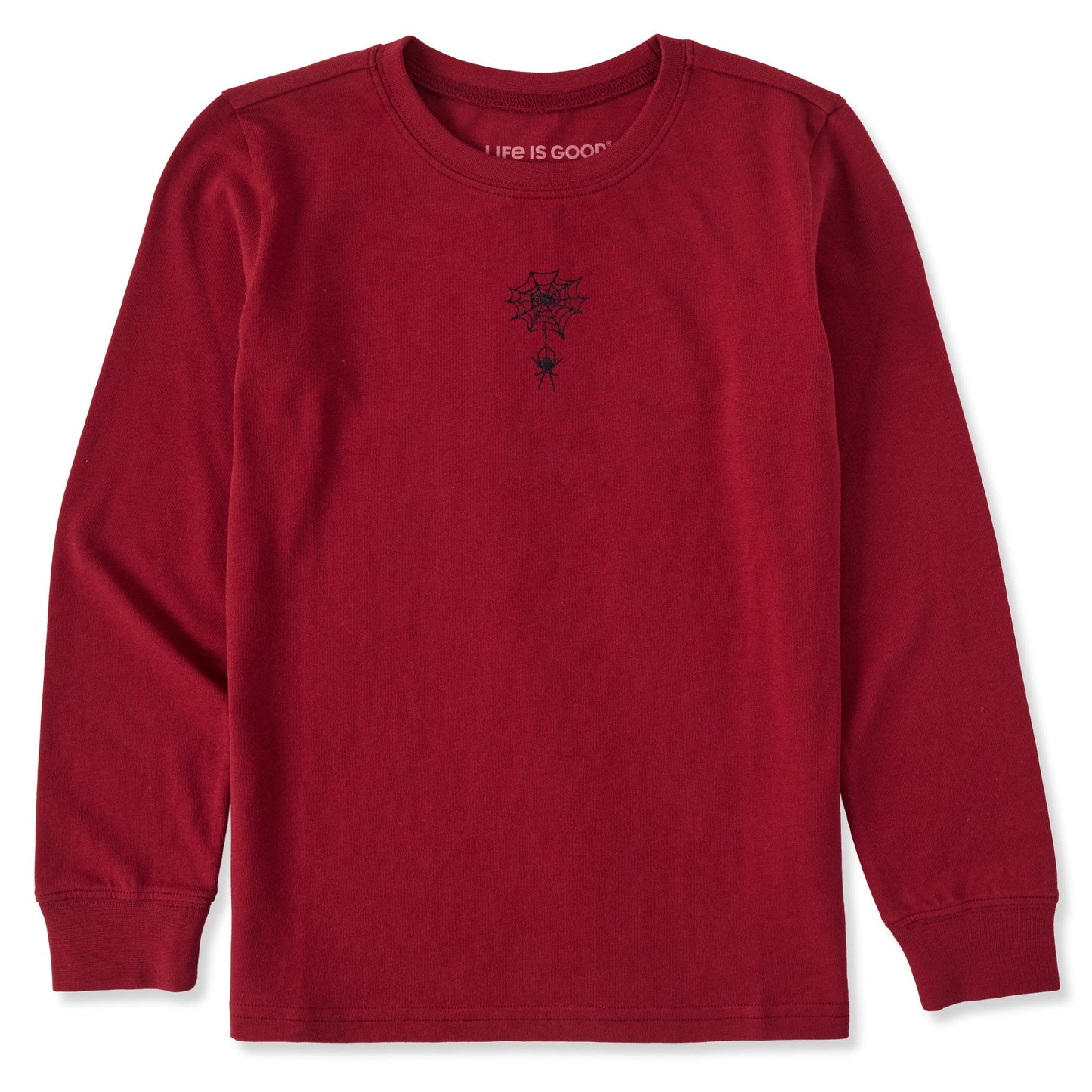 Kids Embroidered Spiderweb Long Sleeve Crusher Tee