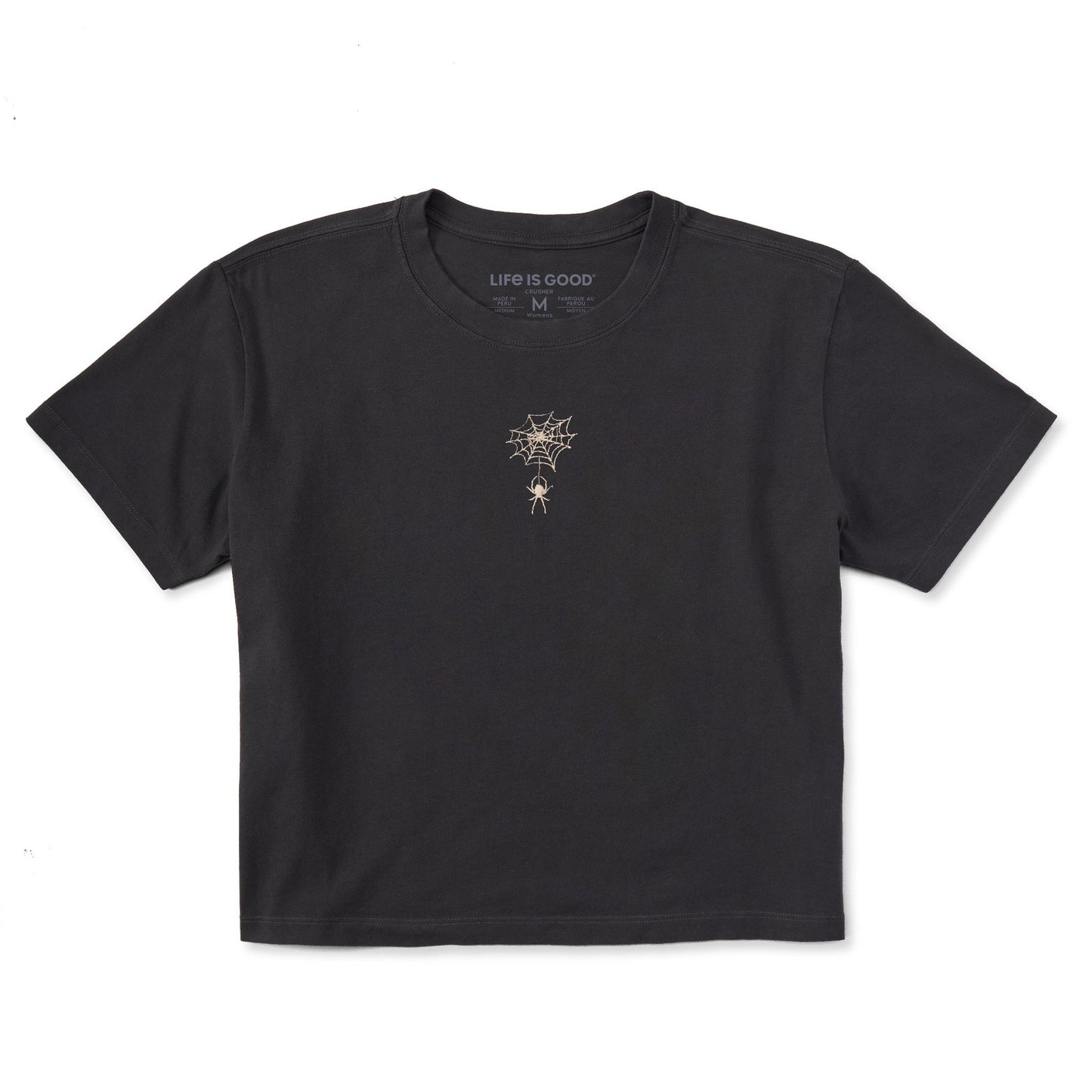 Women's Embroidered Spiderweb Short Sleeve Crusher Boxy Tee
