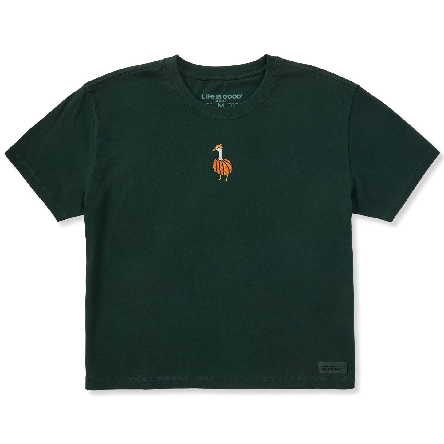 Women's Embroidered Pumpkin Goose Short Sleeve Crusher Boxy Tee