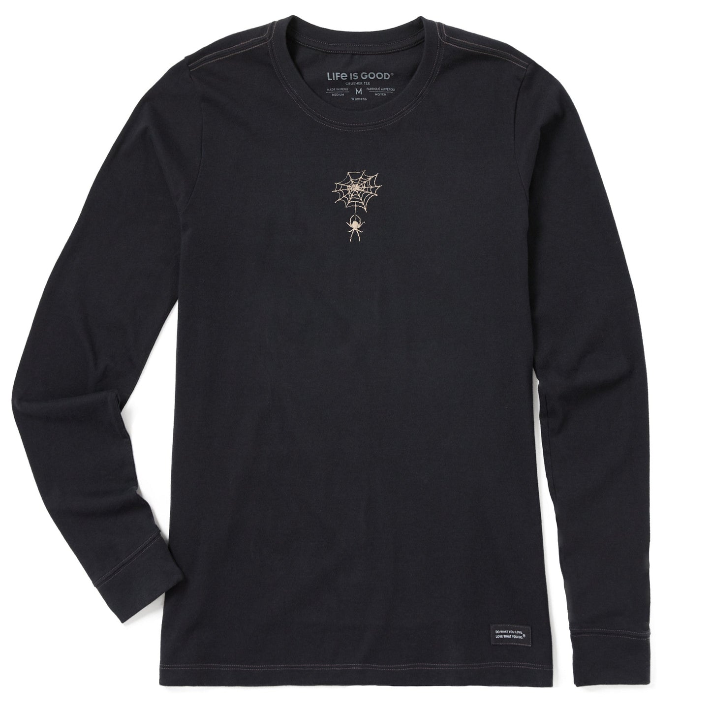 Women's Embroidered Spiderweb Long Sleeve Crusher Tee