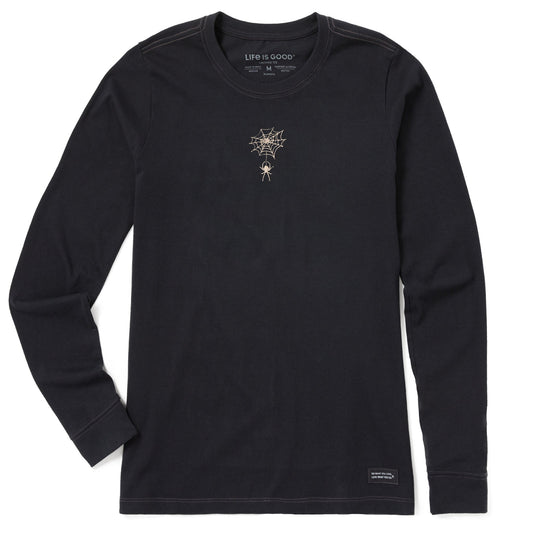 Women's Embroidered Spiderweb Long Sleeve Crusher Tee