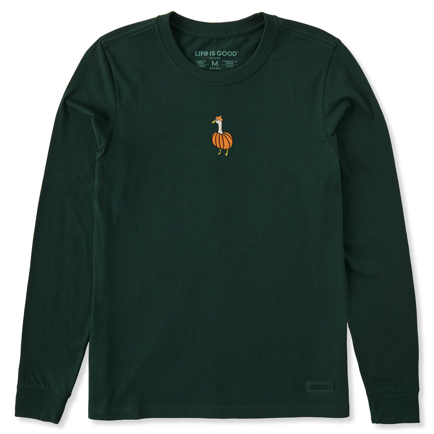 Women's Embroidered Pumpkin Goose Long Sleeve Crusher Tee
