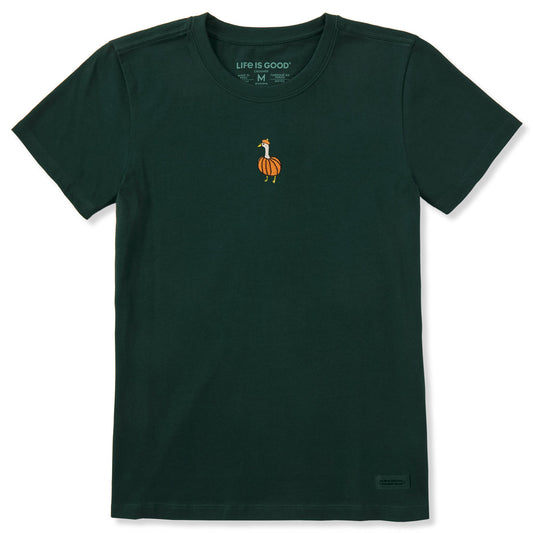 Women's Embroidered Pumpkin Goose Short Sleeve Crusher Tee