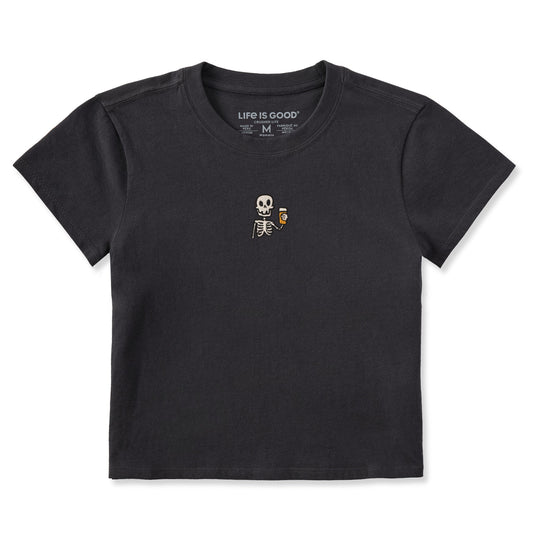 Women's Embroidered Skeleton Beer Crusher-LITE Shrunken Tee