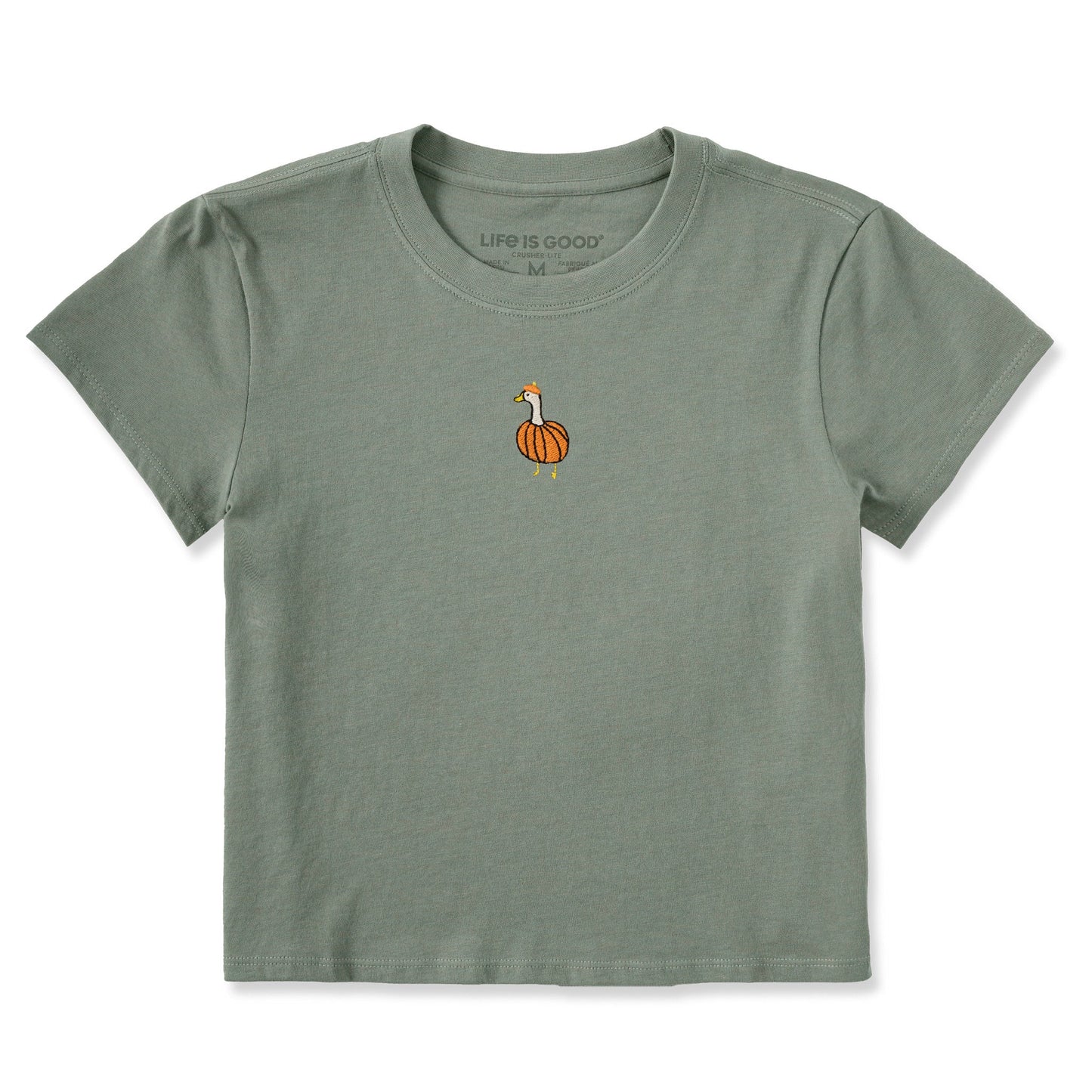 Women's Embroidered Pumpkin Goose Crusher-LITE Shrunken Tee
