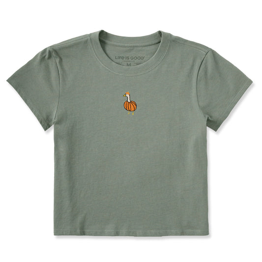 Women's Embroidered Pumpkin Goose Crusher-LITE Shrunken Tee