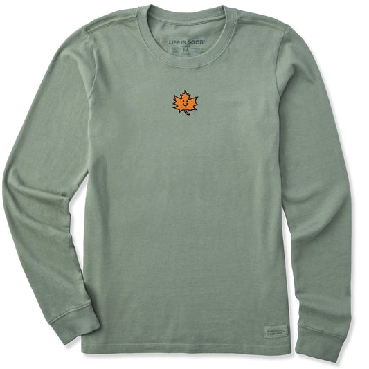 Women's Happy Fall Leaf Long Sleeve Crusher Tee