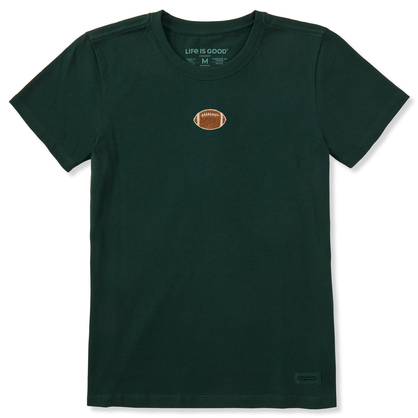 Women's Football Embroidery Short Sleeve Crusher Tee