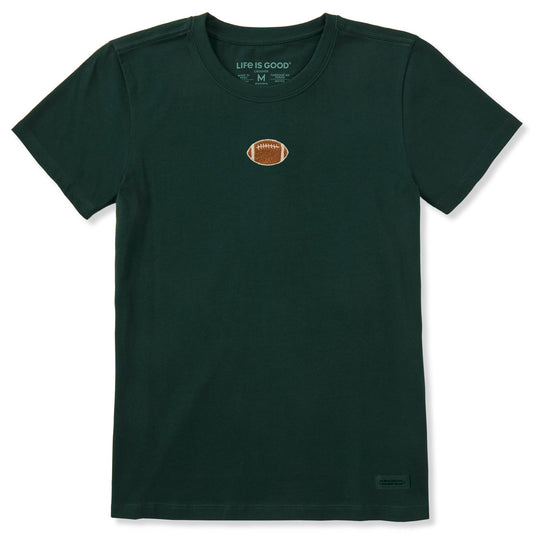 Women's Football Embroidery Short Sleeve Crusher Tee