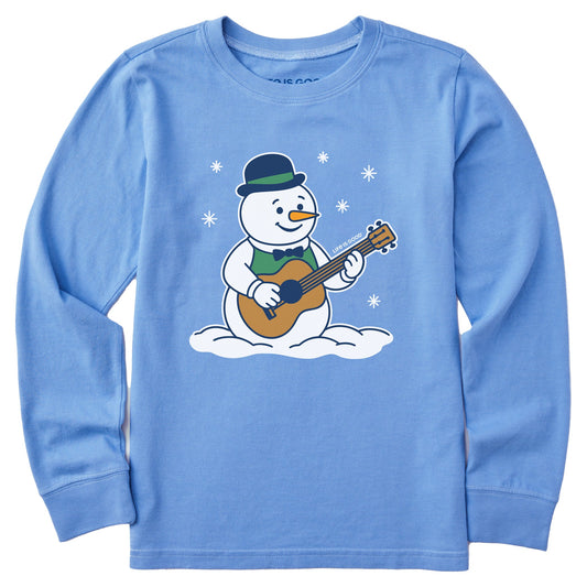 Kids Snowman Guitar Long Sleeve Crusher Tee