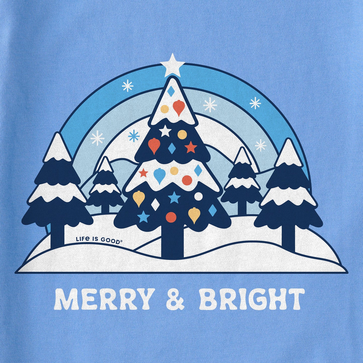 Kids Merry & Bright Snow Tree Long Sleeve Crusher Tee