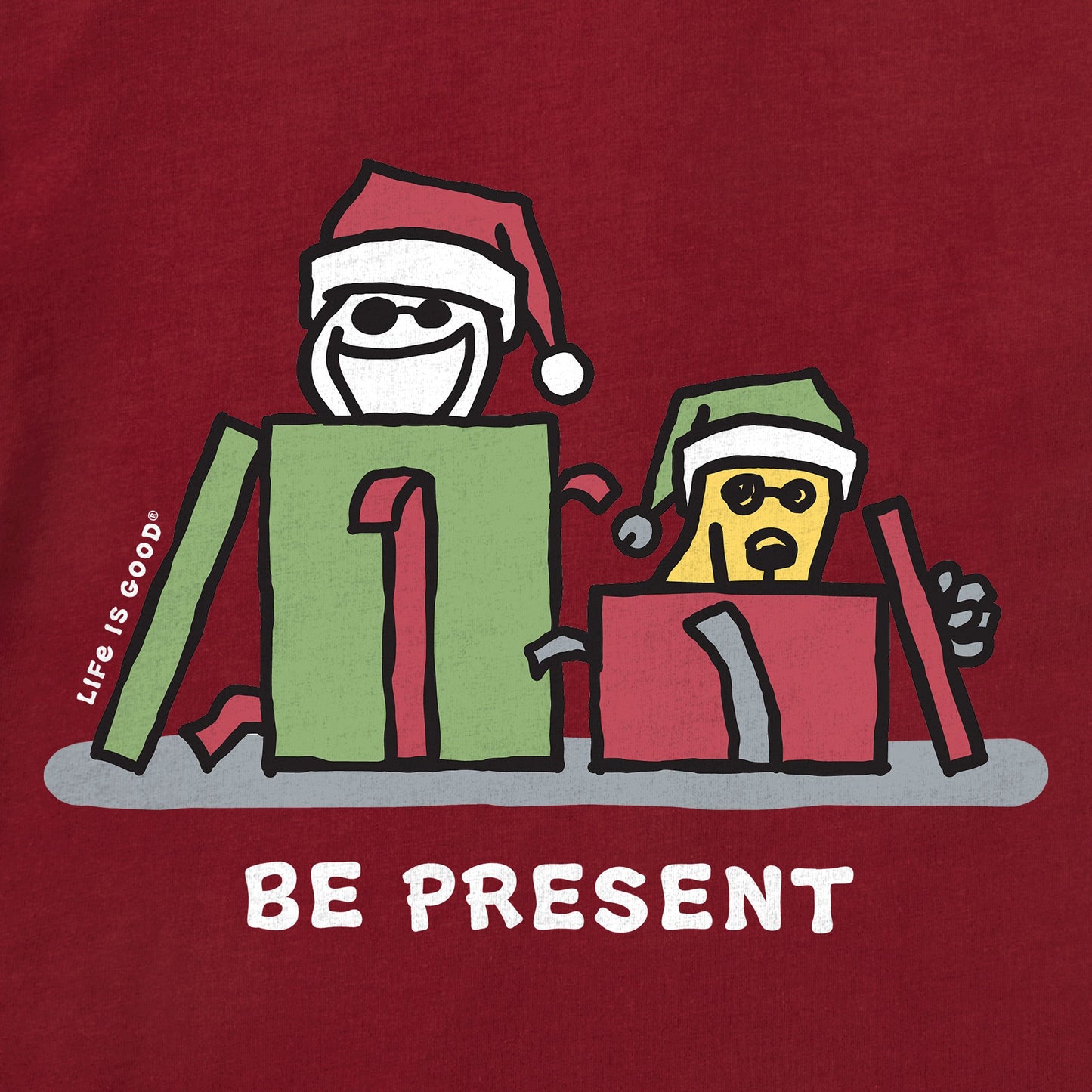 Men's Be Present Jake and Rocket Long Sleeve Crusher Tee