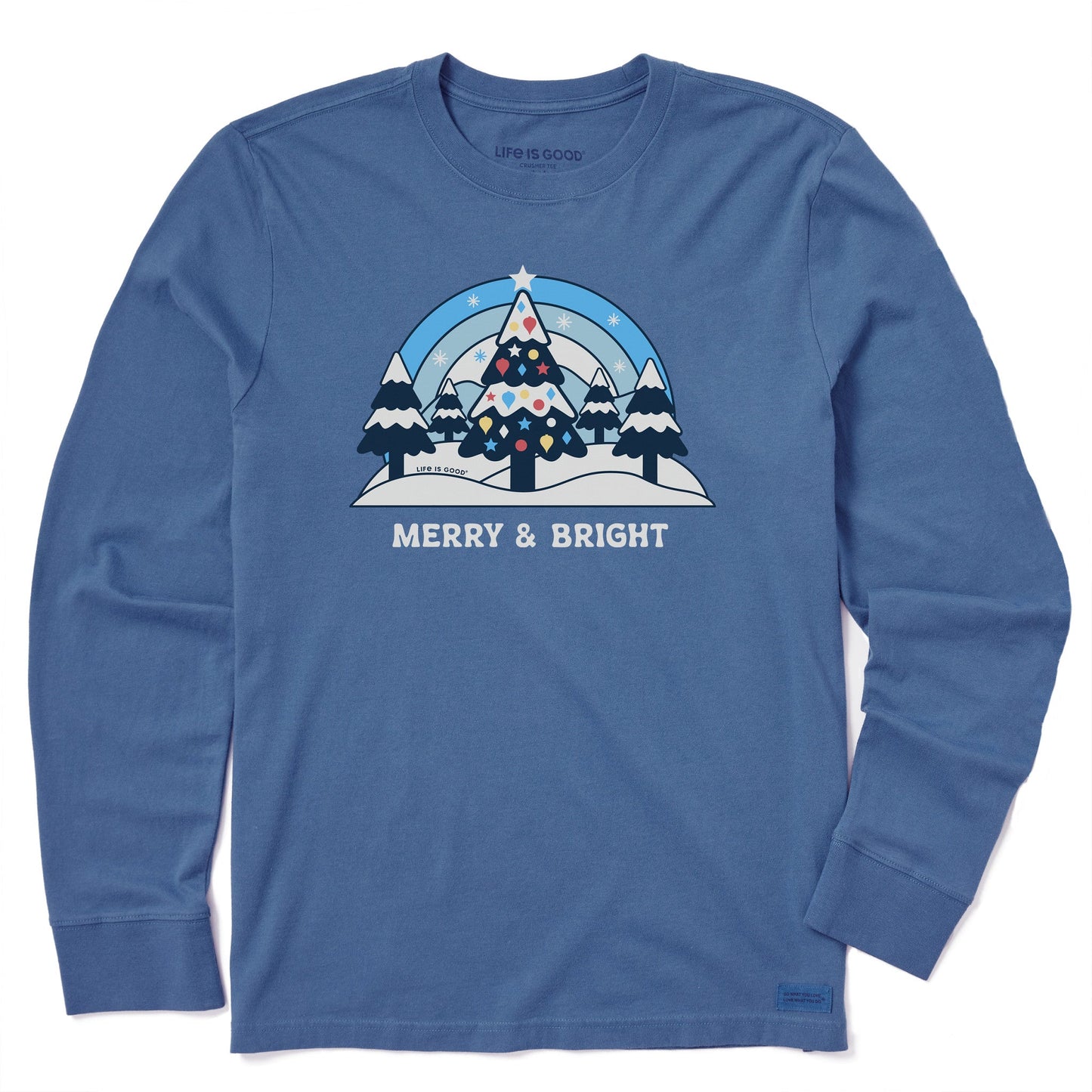 Men's Merry & Bright Snow Tree Long Sleeve Crusher Tee