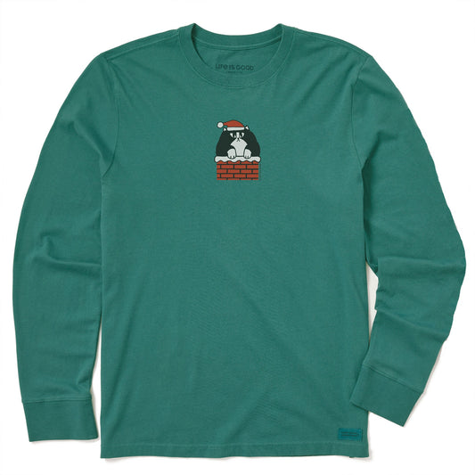 Men's Santa Cat Chimney Long Sleeve Crusher Tee