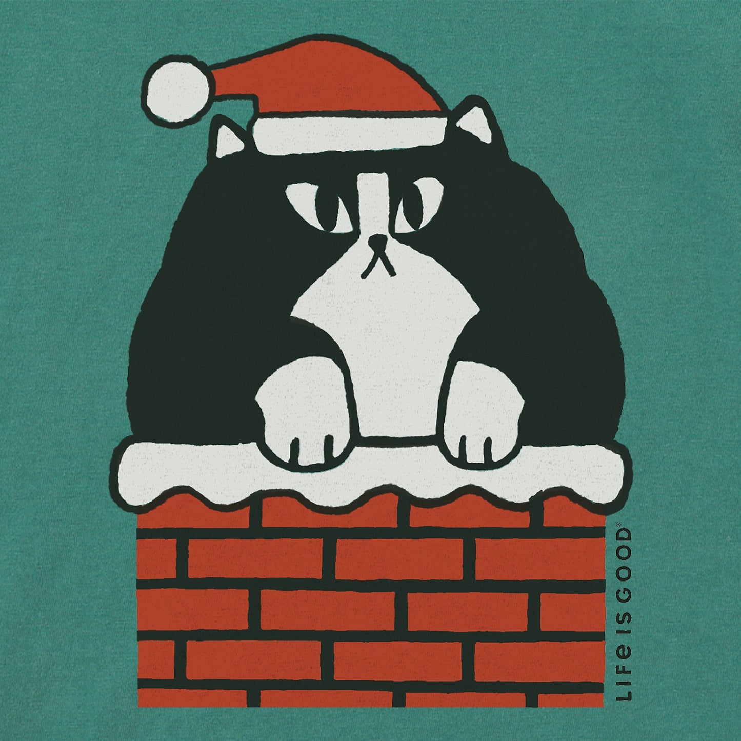 Men's Santa Cat Chimney Long Sleeve Crusher Tee