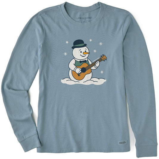 Women's Snowman Guitar Long Sleeve Crusher Tee