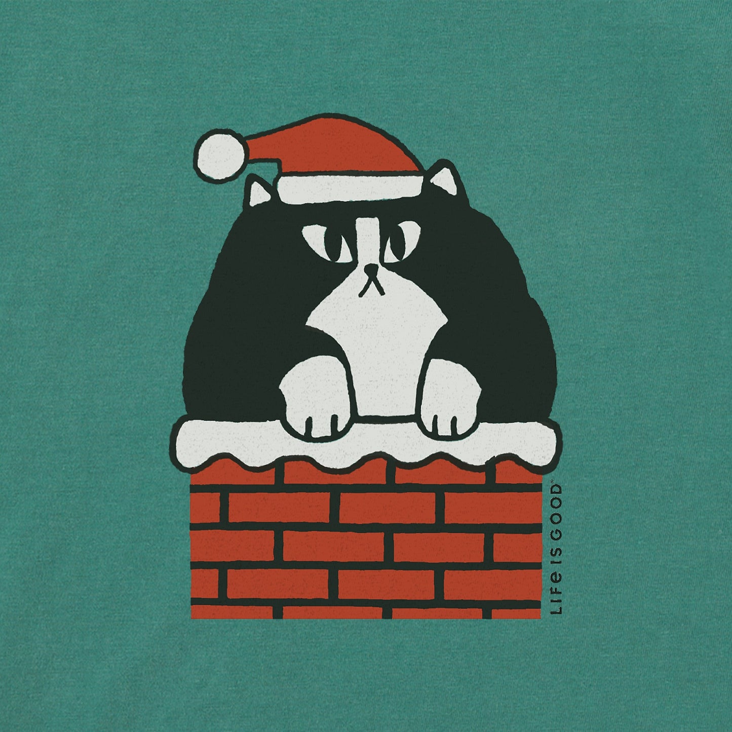 Women's Santa Cat Chimney Long Sleeve Crusher Boxy Tee