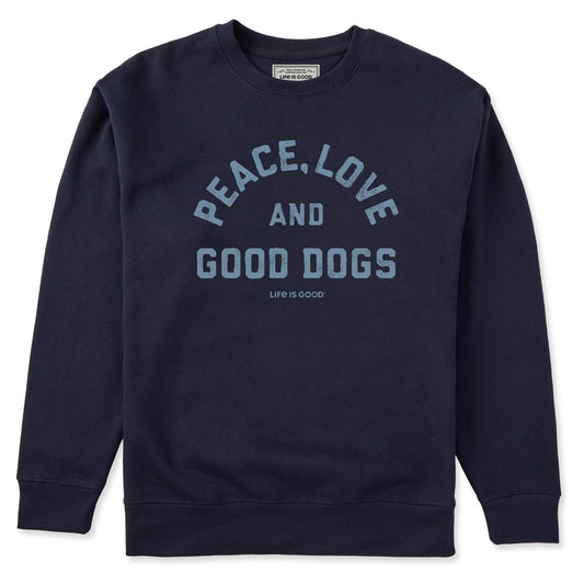 Adult Unisex Peace Love and Good Dogs Every Wear Crew Sweatshirt