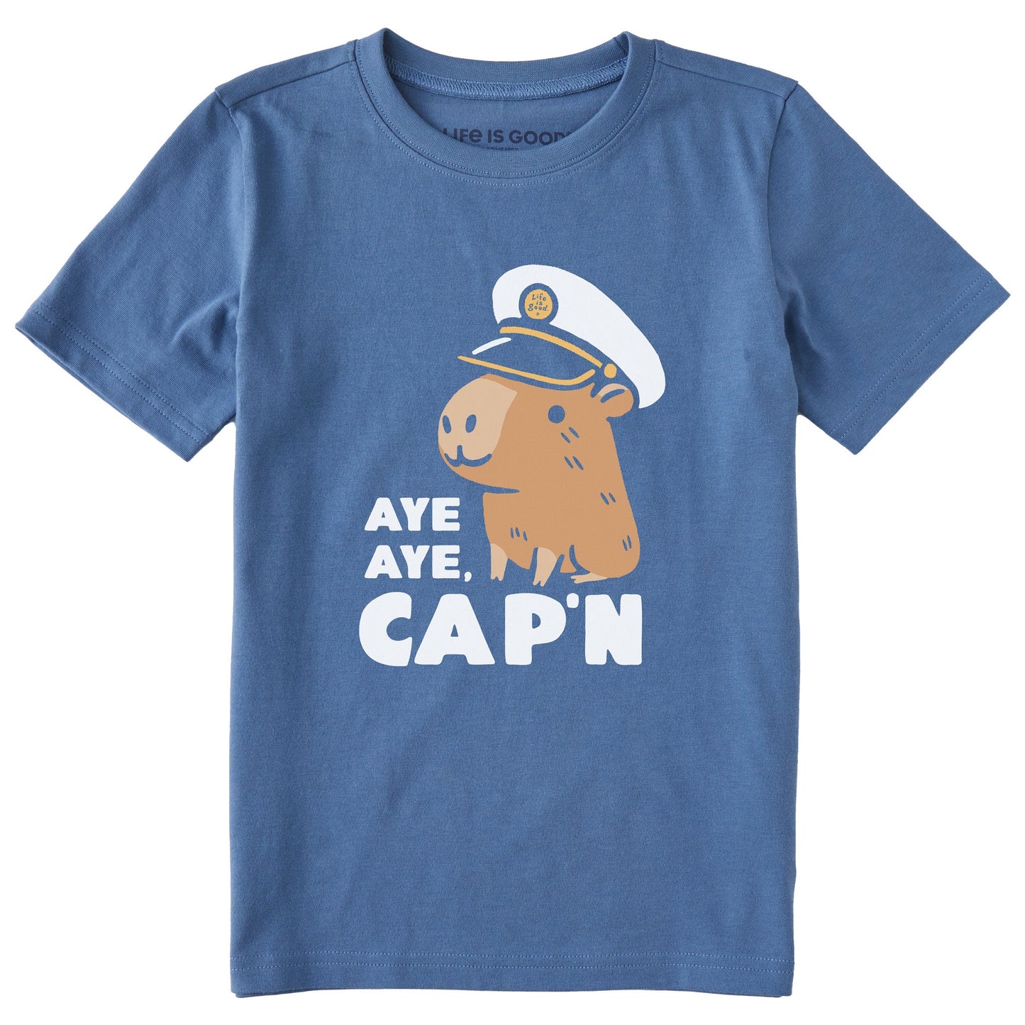 Kids Aye Aye Cap'n Capybara Short Sleeve Crusher Tee