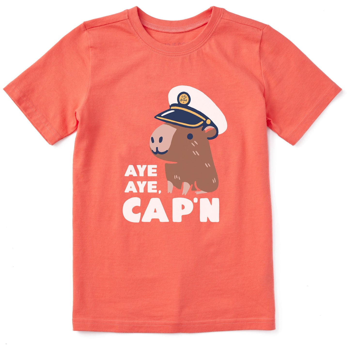Kids Aye Aye Cap'n Capybara Short Sleeve Crusher Tee