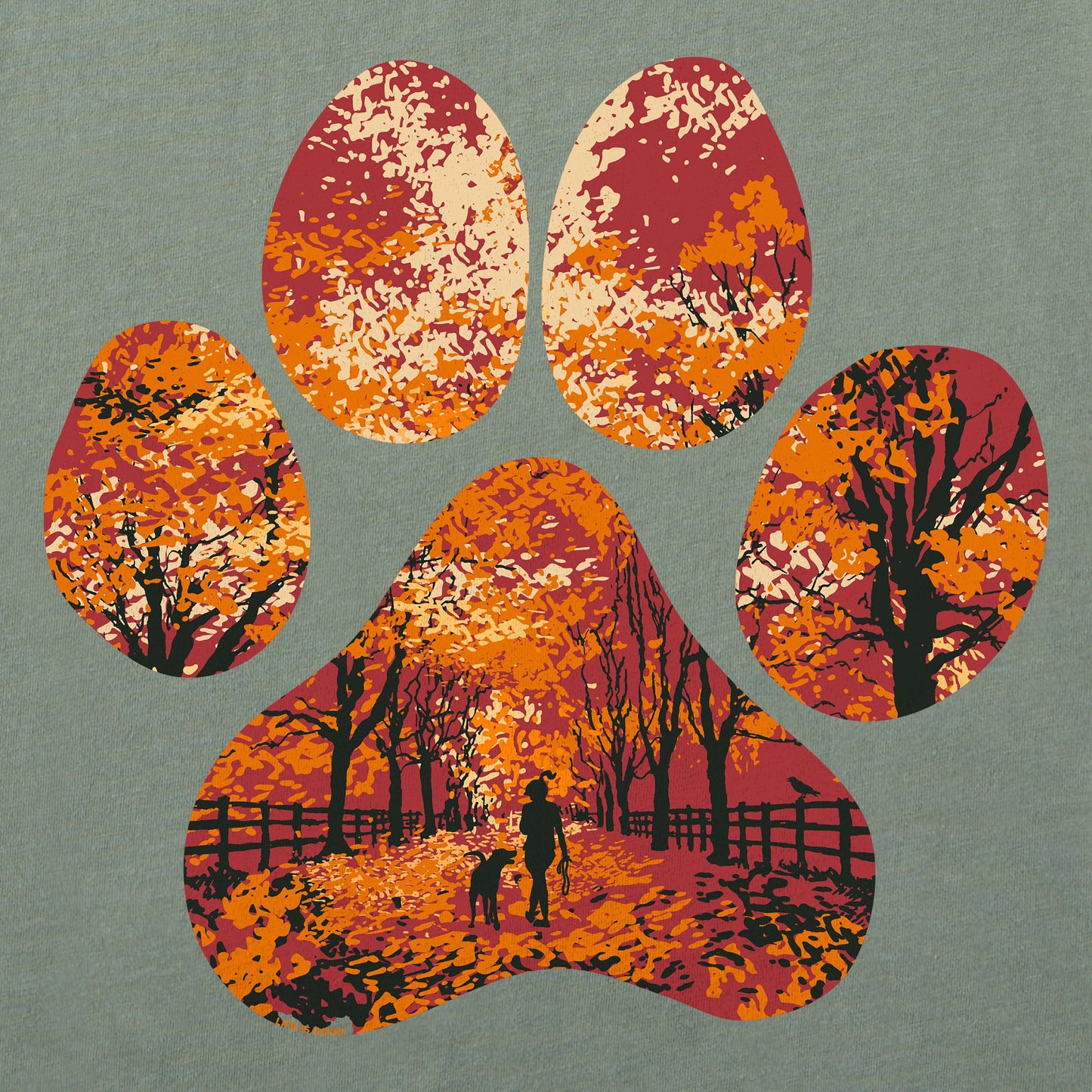 Women's Autumn Dog Walk Long Sleeve Crusher Tee