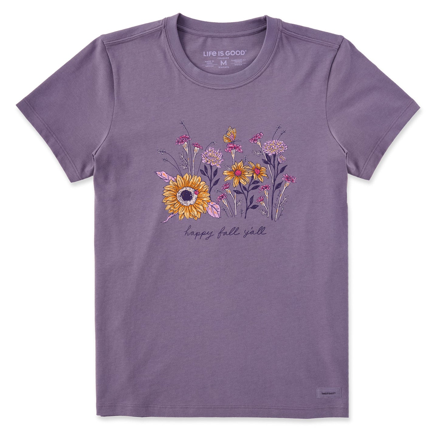Women's Happy Fall Flowers Short Sleeve Crusher Tee