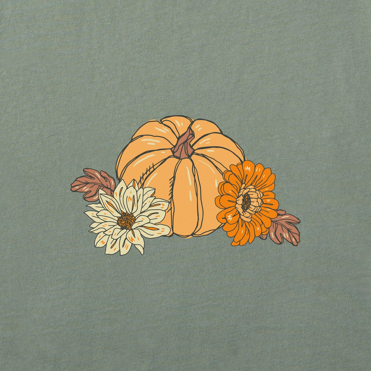 Women's Autumn Floral Pumpkins Long Sleeve Crusher Tee
