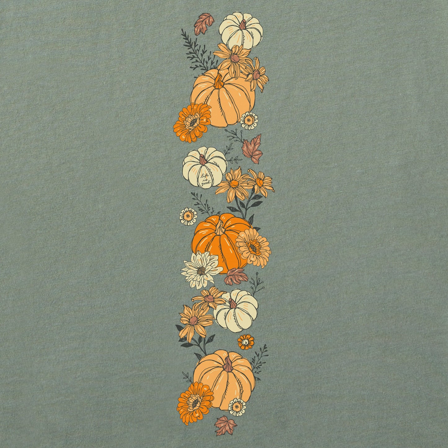 Women's Autumn Floral Pumpkins Long Sleeve Crusher Tee