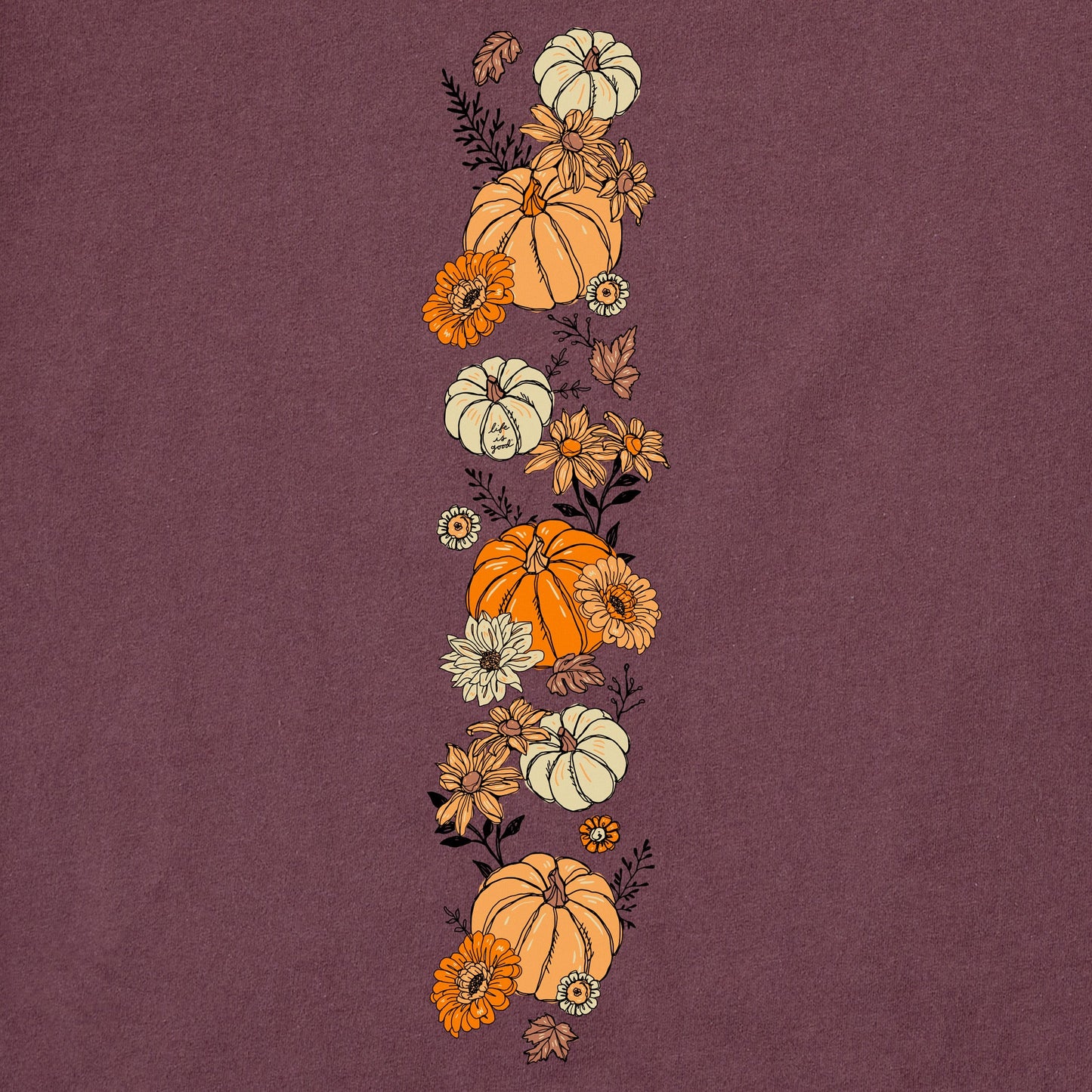 Women's Autumn Floral Pumpkins Long Sleeve Crusher Tee