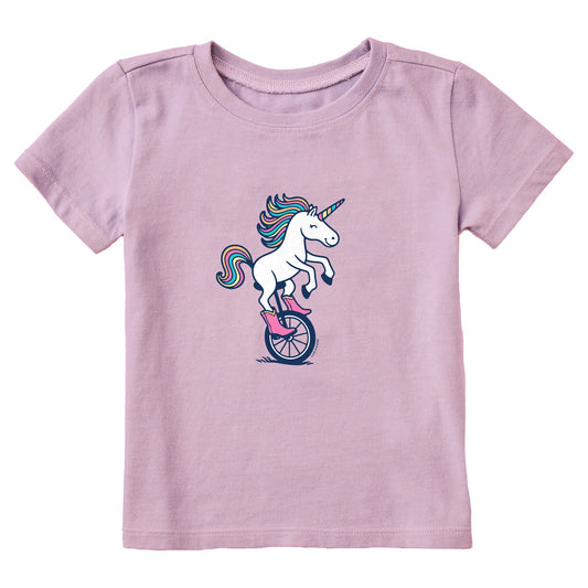 Toddler Unicycle Unicorn Short Sleeve Crusher Tee