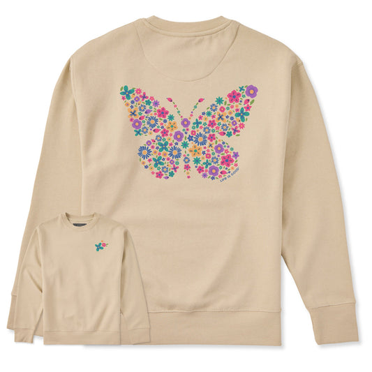 Adult Unisex Floral Butterfly Every Wear Crew Sweatshirt