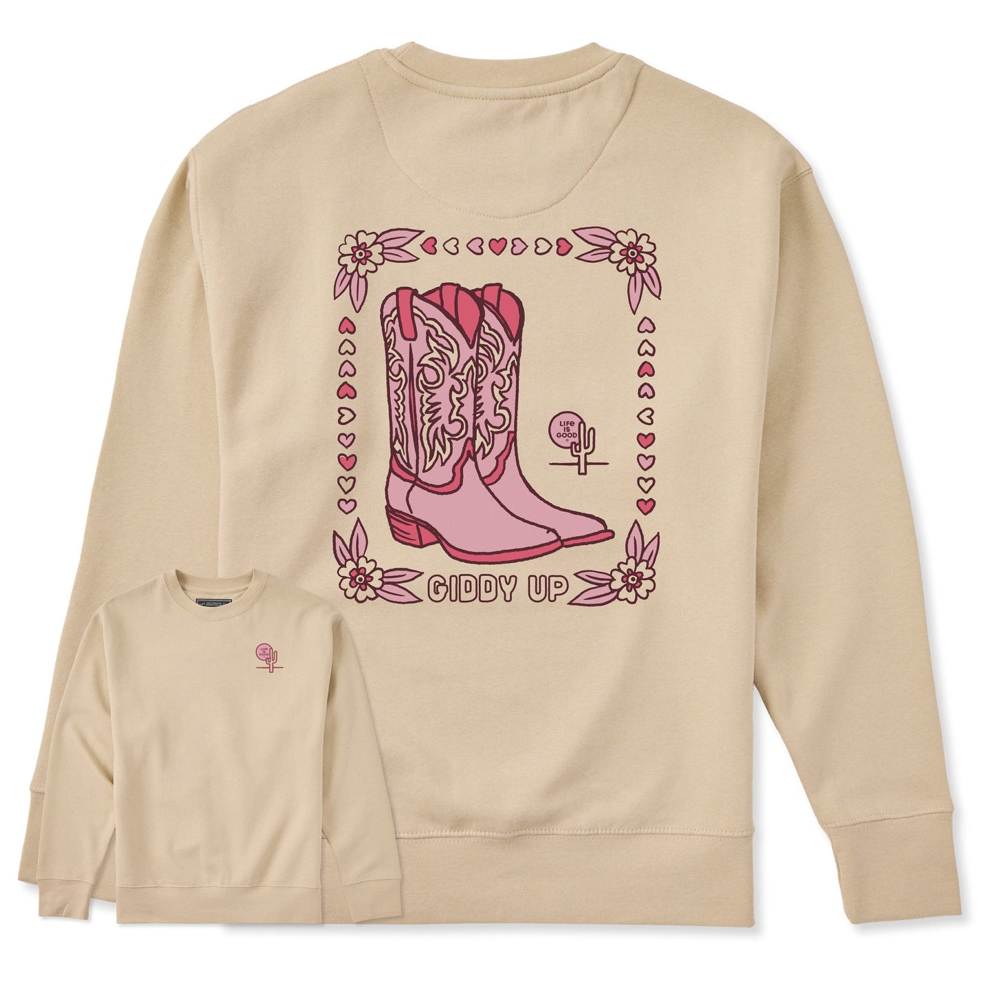 Adult Unisex Giddy Up Flora Boots Every Wear Crew Sweatshirt