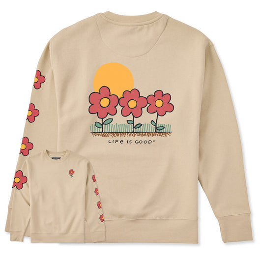 Adult Unisex 3 Flowers Every Wear Crew Sweatshirt