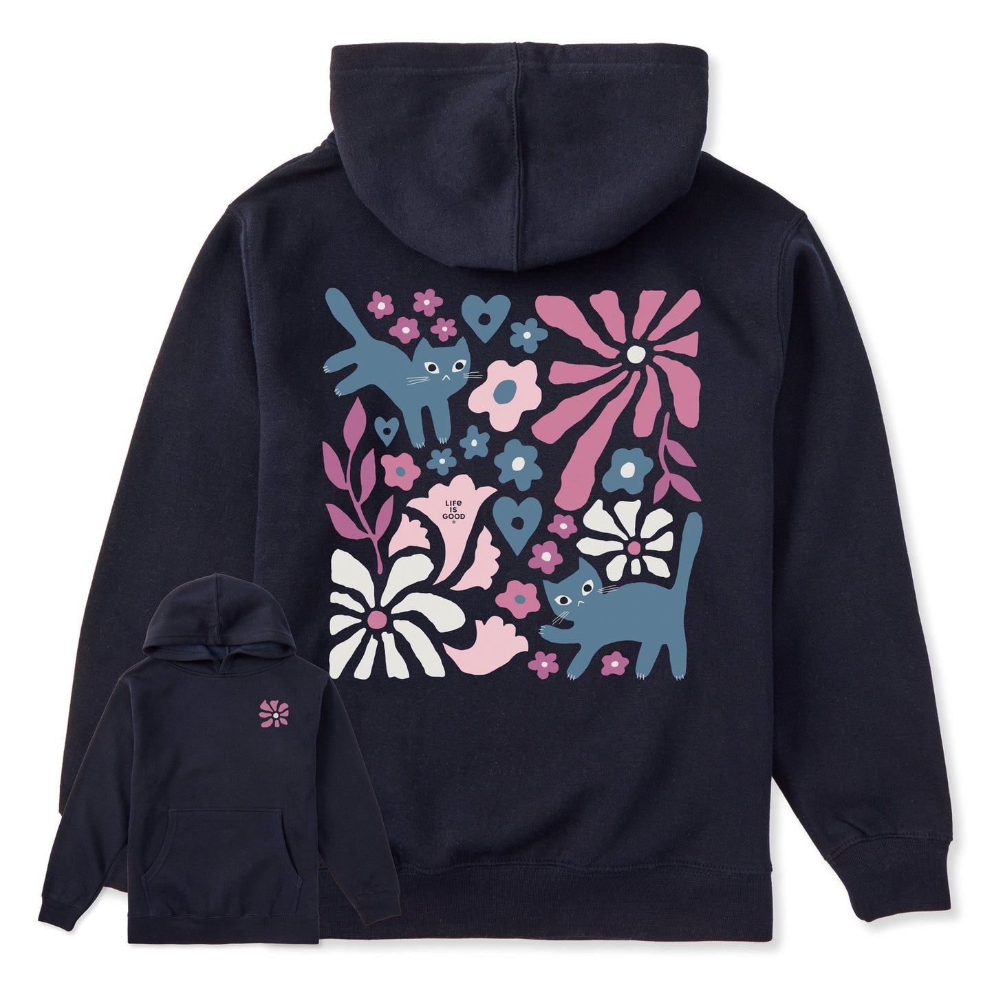 Kids Cats in Flower Field Every Wear Hoodie Sweatshirt