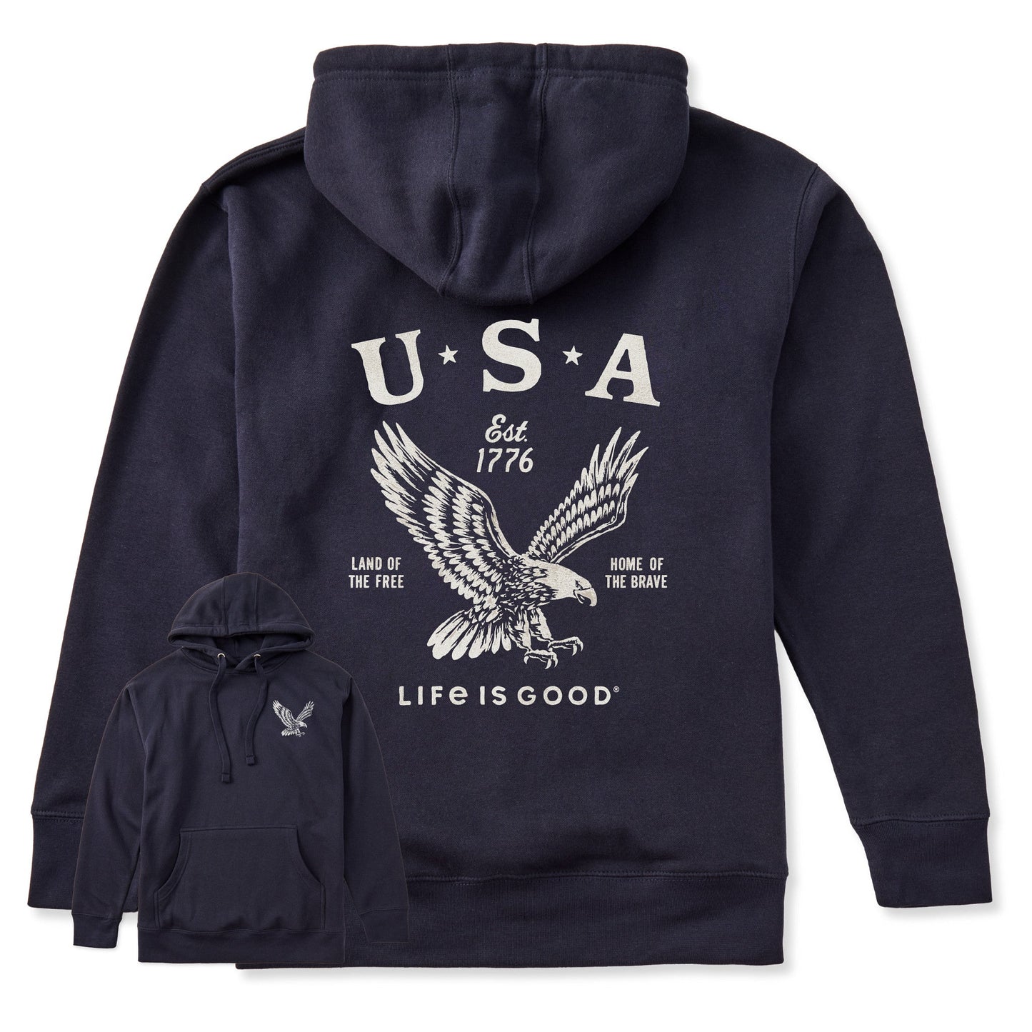 Adult Unisex USA 1776 Eagle Every Wear Hoodie Sweatshirt