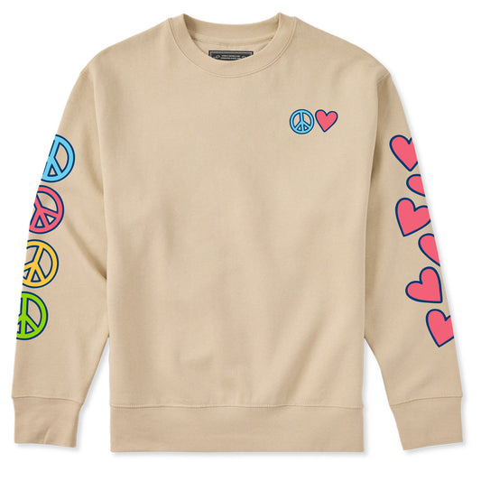 Adult Unisex Peace and Love Together Every Wear Crew Sweatshirt