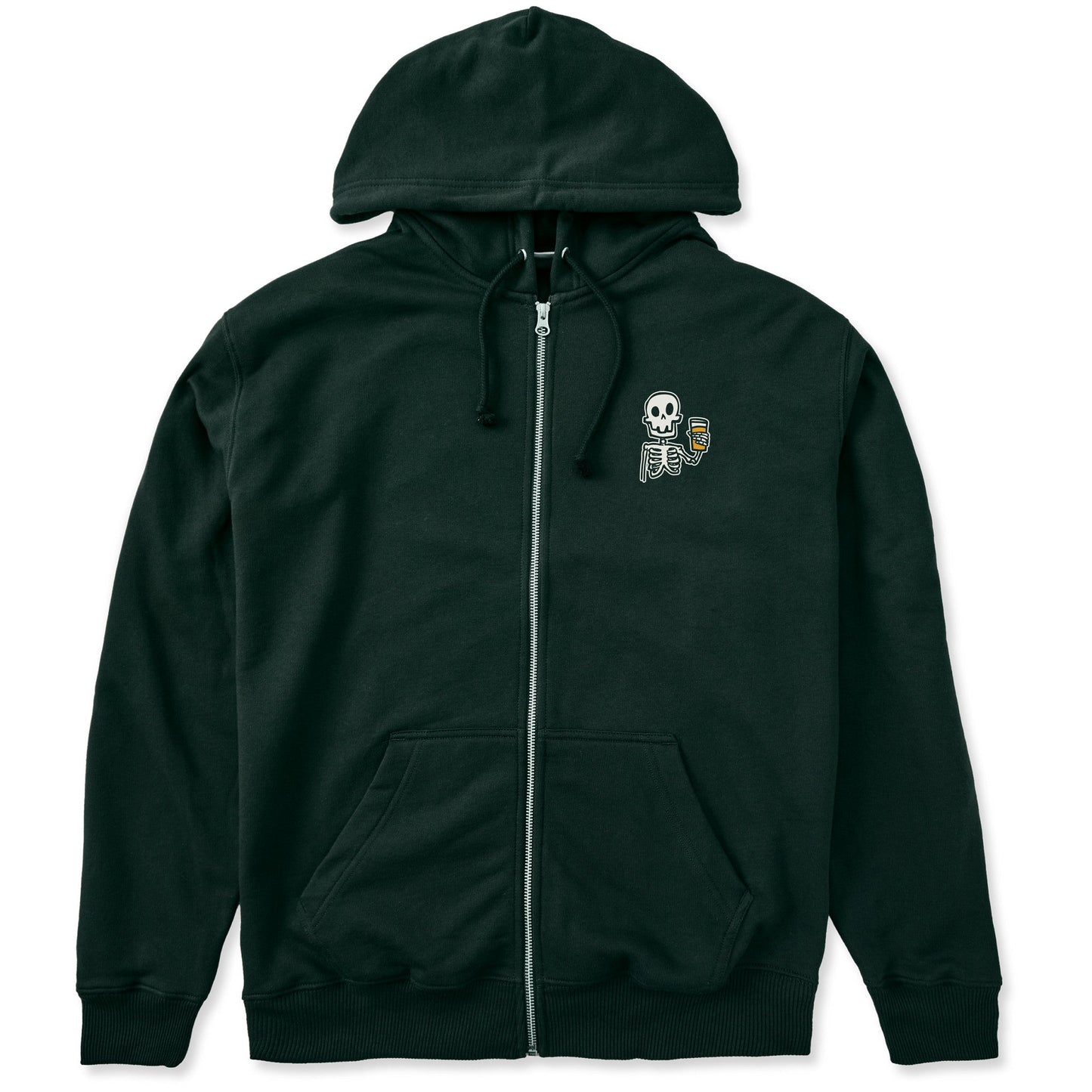 Men's Skeleton w Beer Good Vibes Fleece Zip Hoodie