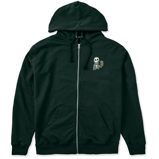 Men's Skeleton w Beer Good Vibes Fleece Zip Hoodie