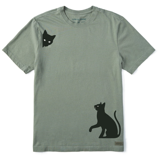 Men's Two Curious Cats Short Sleeve Crusher Tee
