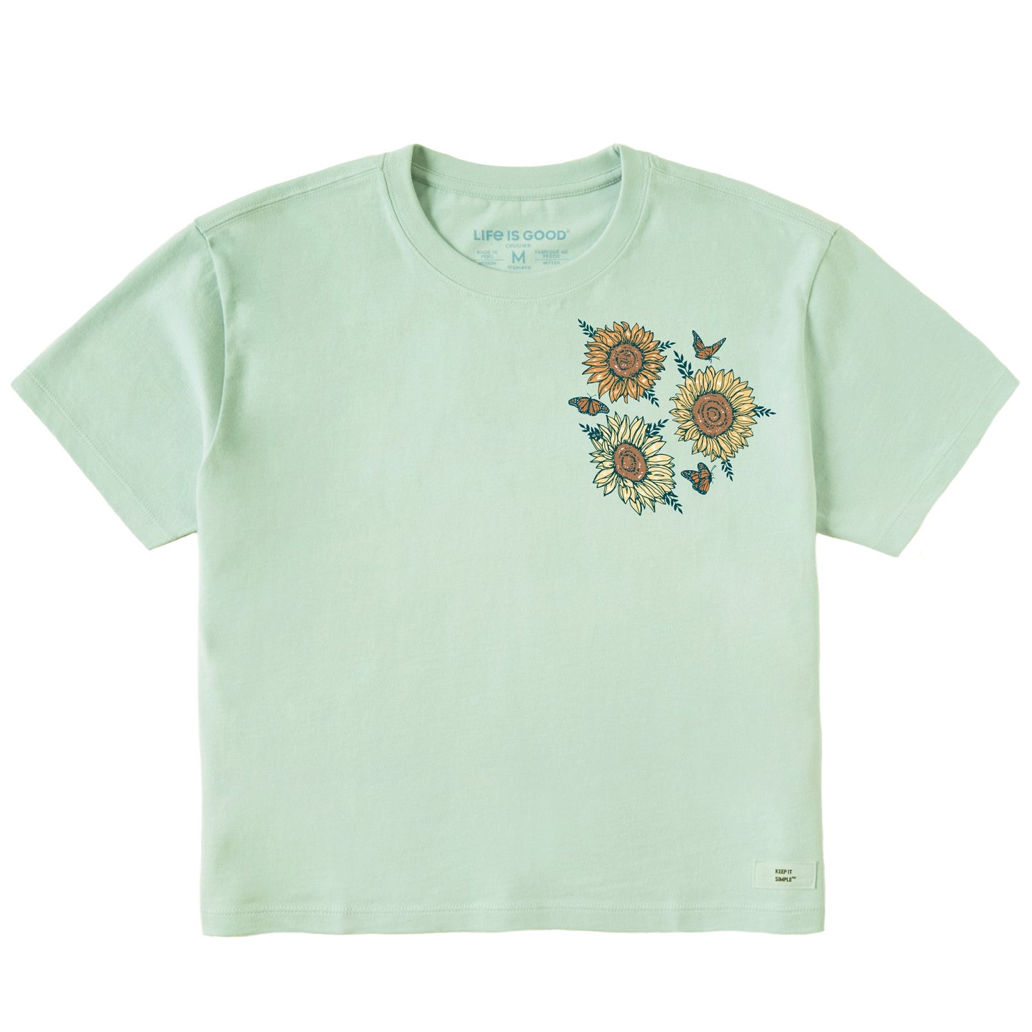 Women's Sunflower Butterflies Short Sleeve Crusher Boxy Tee