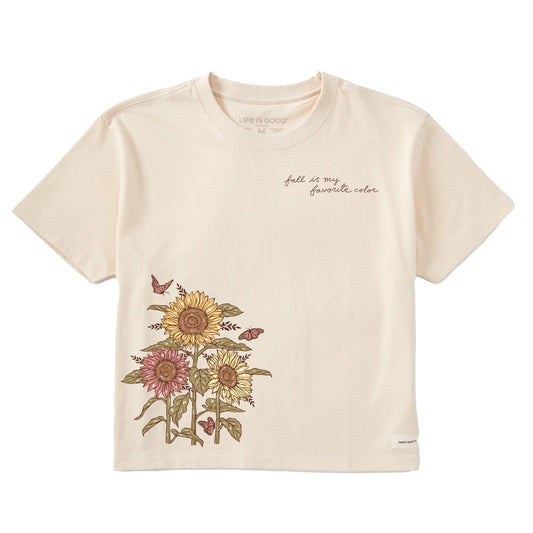 Women's Fall is my Favorite Sunflower Short Sleeve Crusher Boxy Tee