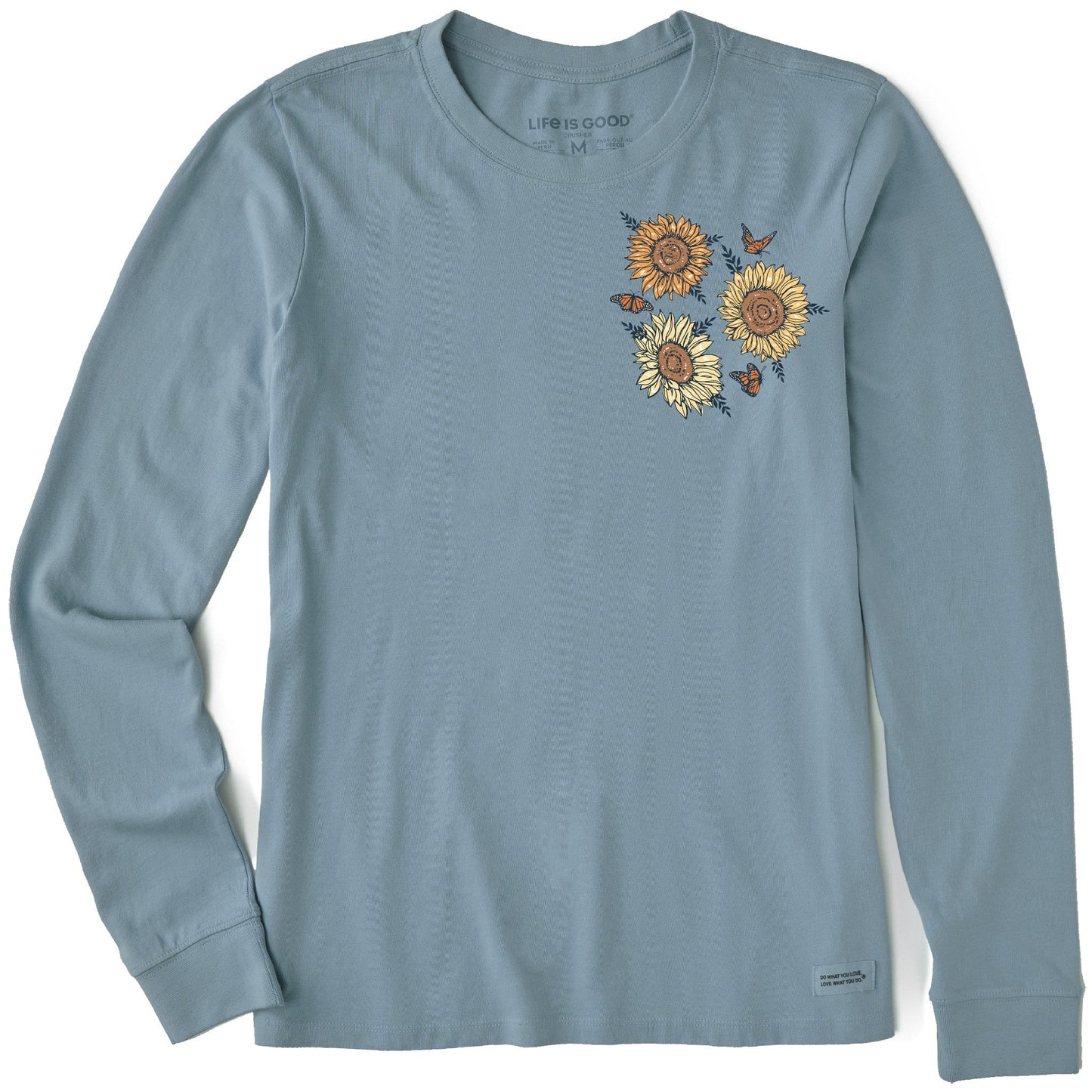 Women's Sunflower Butterflies Long Sleeve Crusher Tee