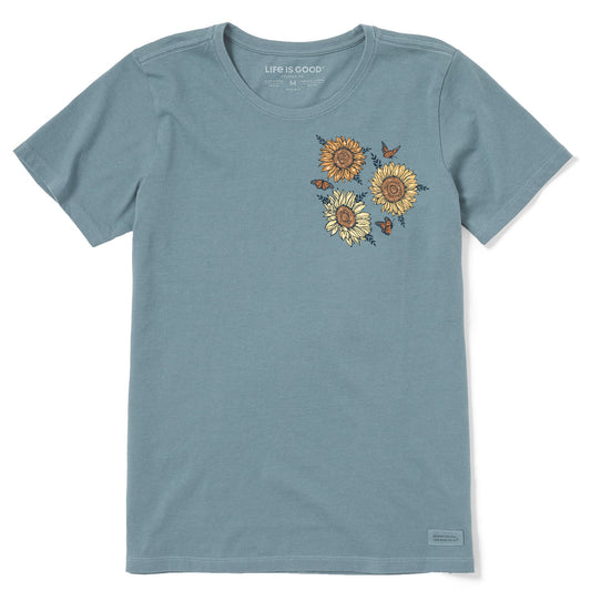 Women's Sunflower Butterflies Short Sleeve Crusher Tee
