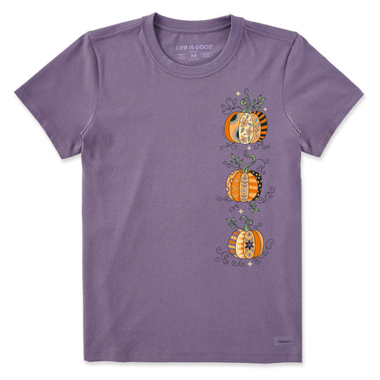 Women's Three Patchwork Pumpkins Short Sleeve Crusher Tee