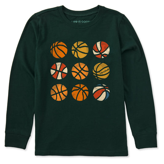 Kids Basketball Grid Long Sleeve Crusher Tee