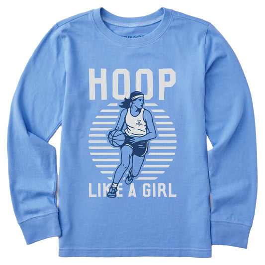 Kids Hoop Like a Girl Long Sleeve Crusher Tee