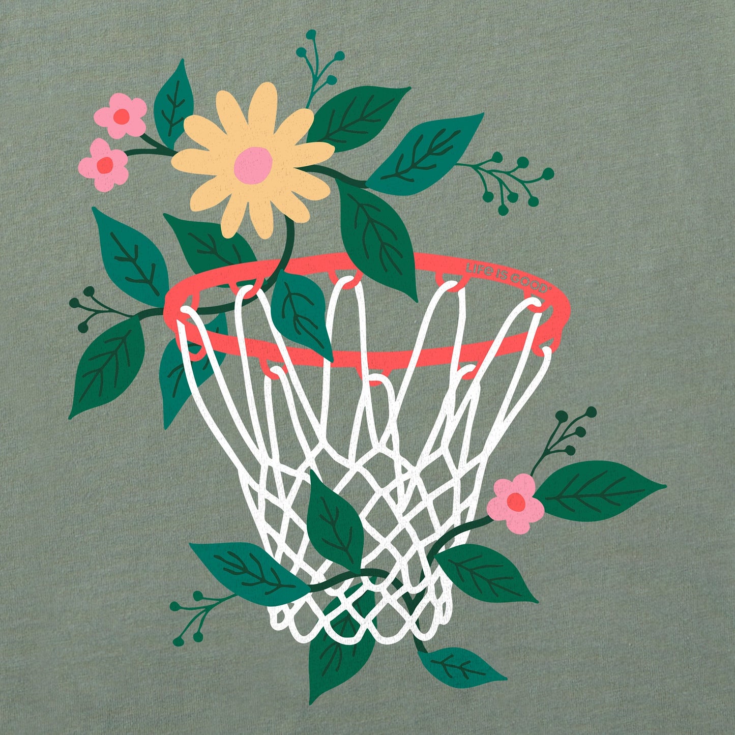 Men's Floral Basketball Short Sleeve Crusher Tee