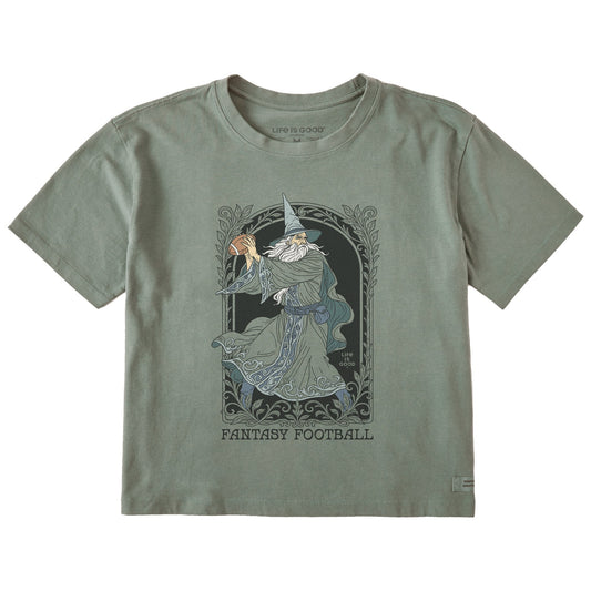 Women's Fantasy Football Wizard QB Short Sleeve Crusher Boxy Tee