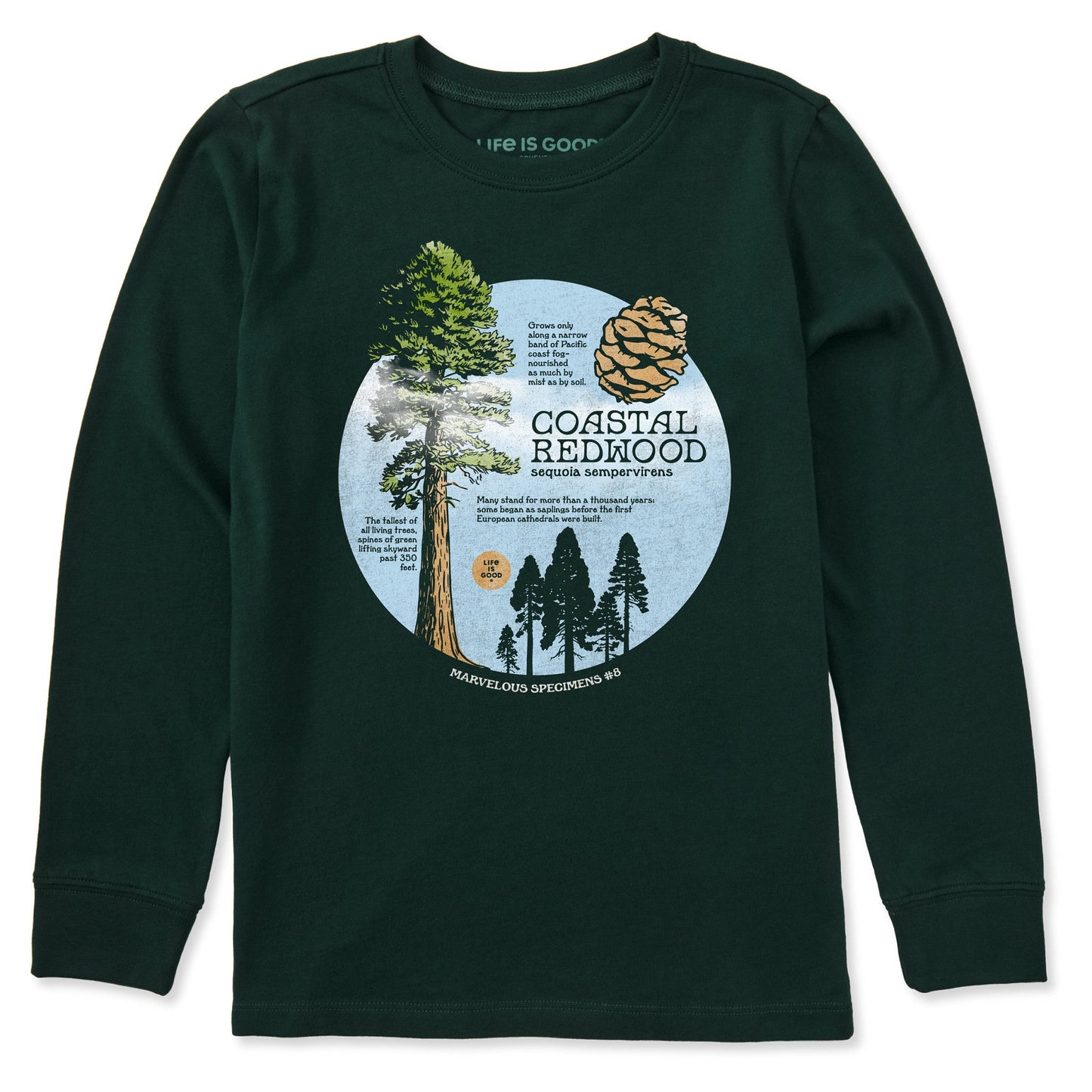 Kids Coastal Redwood Long Sleeve Crusher Tee